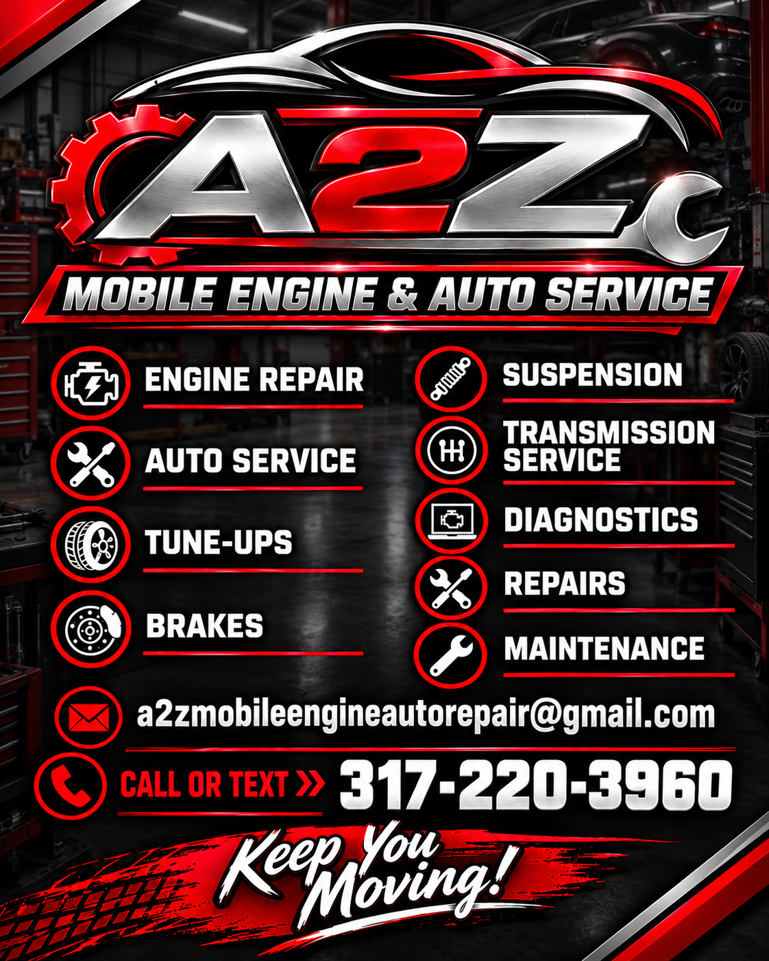 A2Z Mobile Engine & Auto Service branding and services